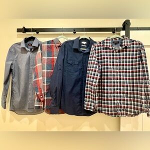 Men's Multi-Color Plaid and Solid Shirts lot of 4